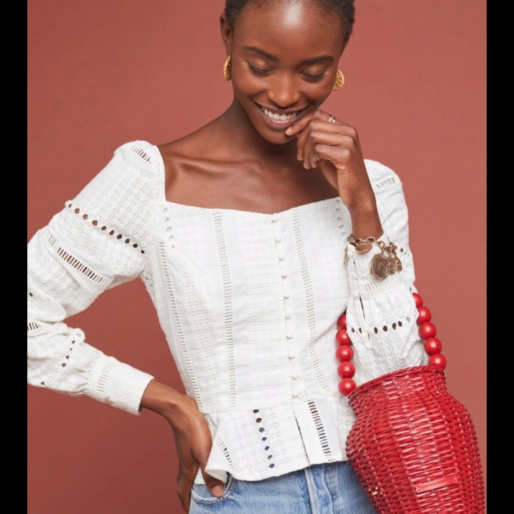 Anthropologie - Francine White Eyelet Top